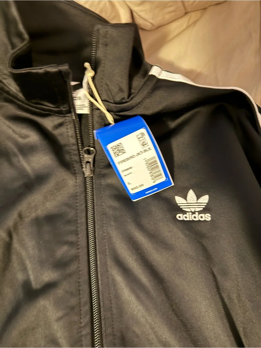 adidas Boys Black Three-Stripe Track Jacket